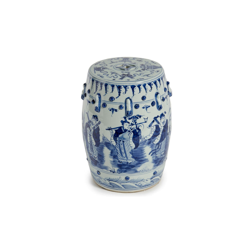 Blue and White Garden Stool 8 Immortals Motif