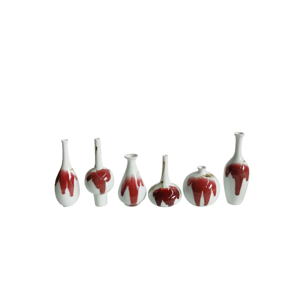 Lang Red Set of 6 Mini Bud Vases