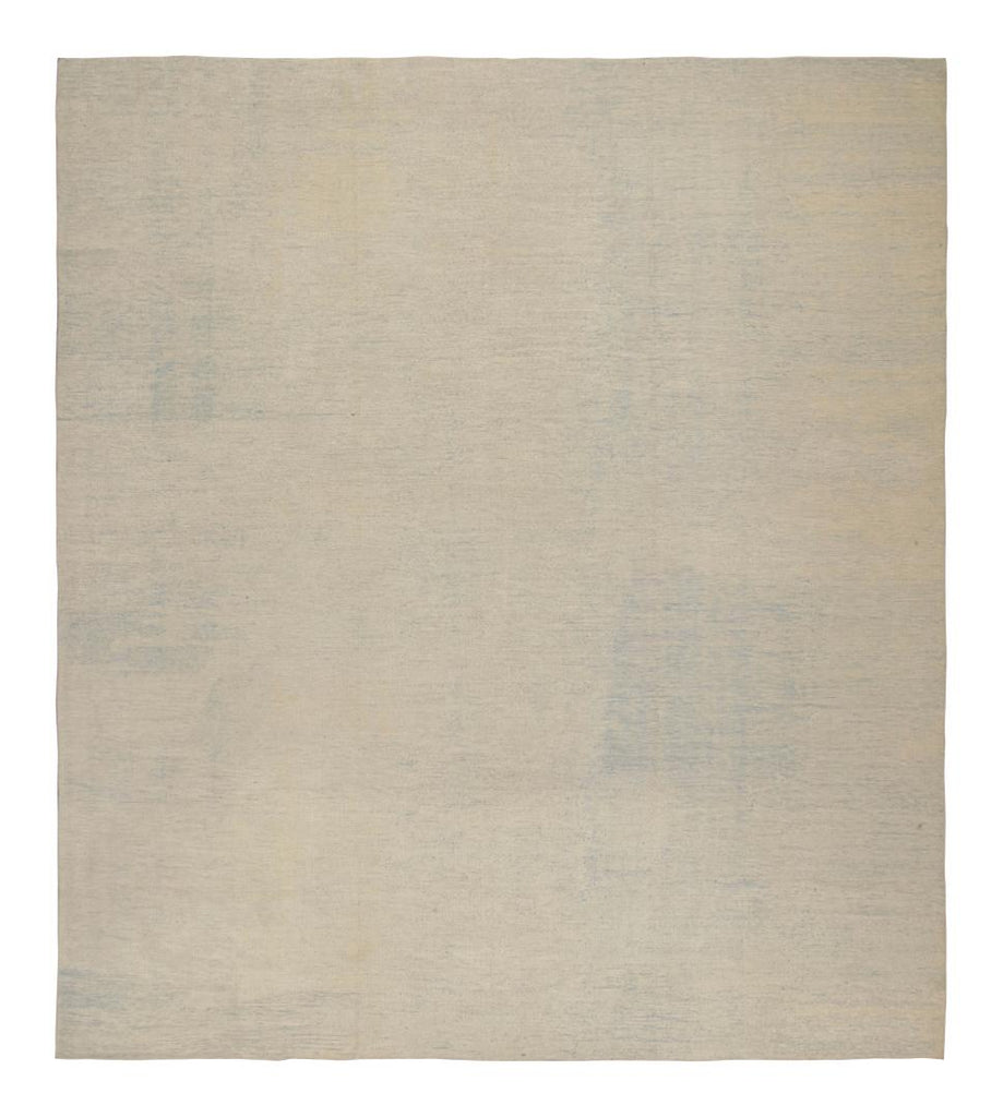 Oversized Contemporary Solid Textural Rug in Beige and Blue