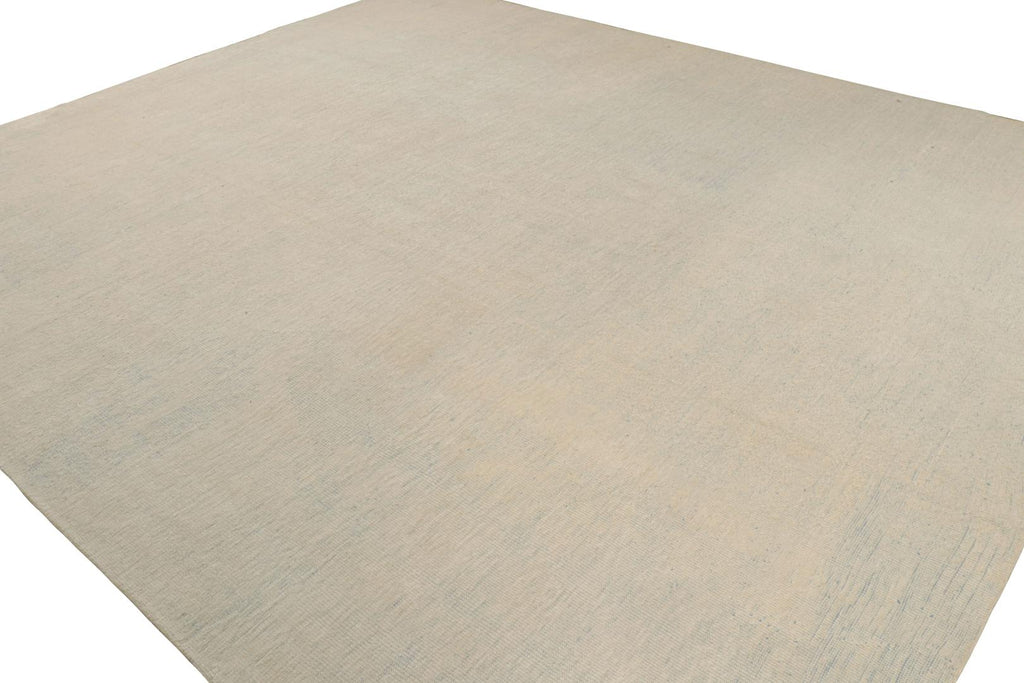 Oversized Contemporary Solid Textural Rug in Beige and Blue