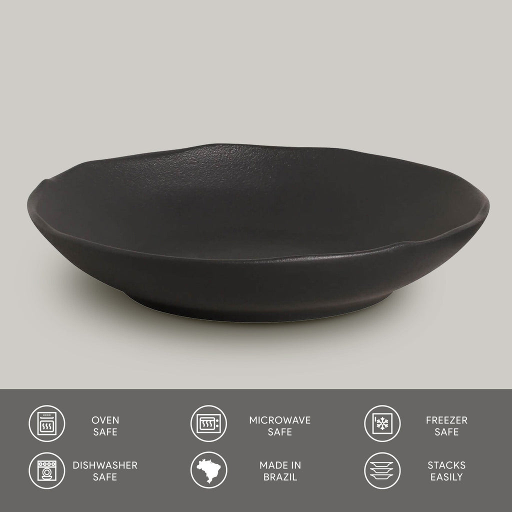 Matte Black Pasta Bowls, Set of 6