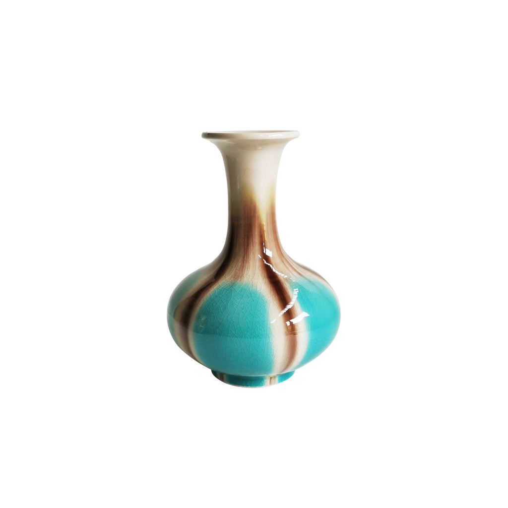 Blue Reaction Glazed Morning Glory Vase