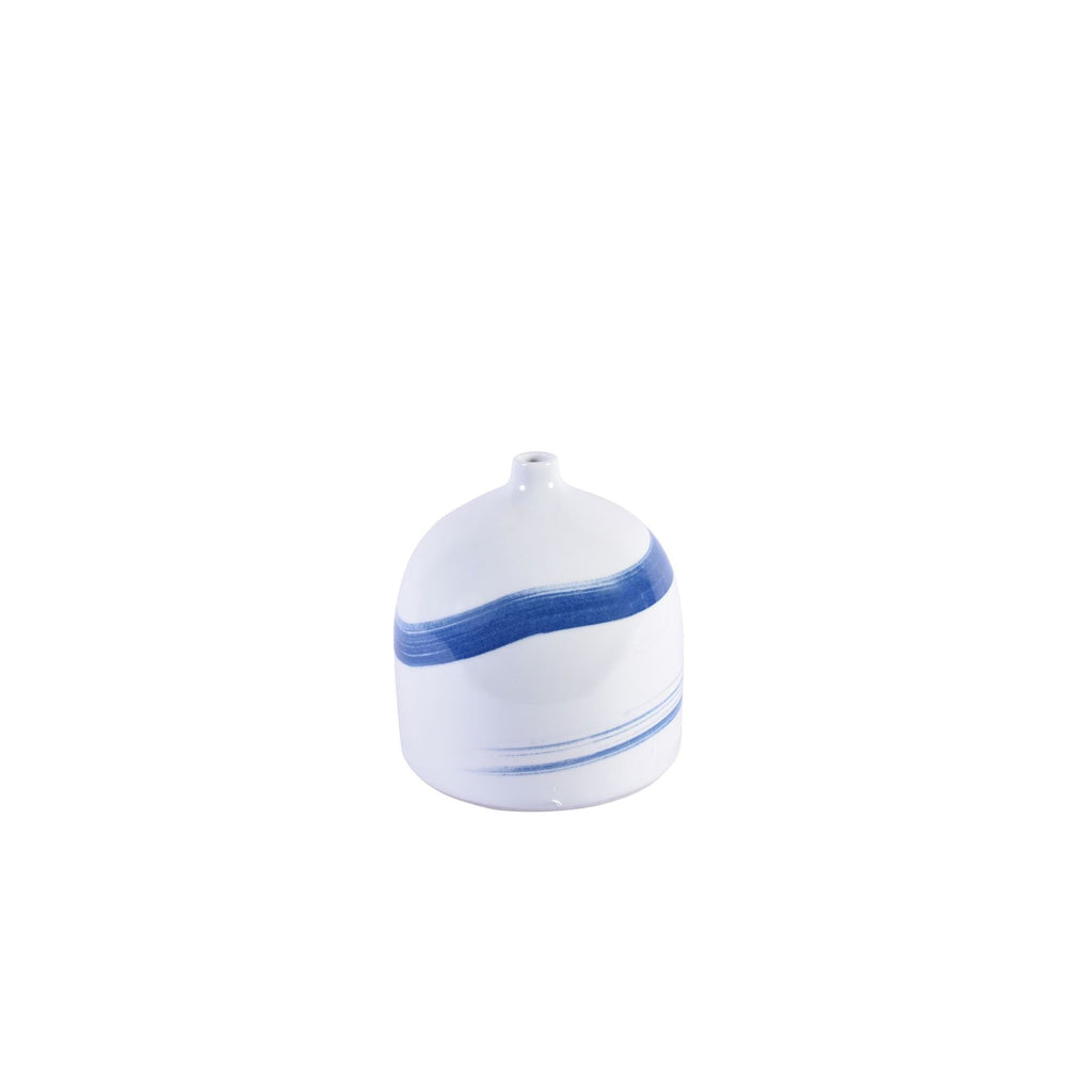 Blue and White Brushstrokes Spin Vase Small