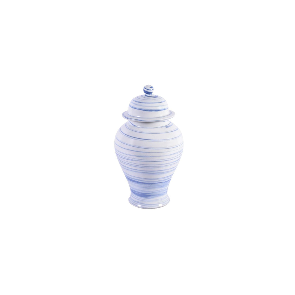 Blue and White Marbleized Temple Jar Small