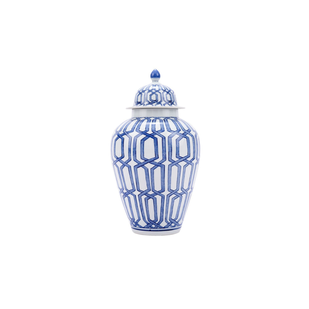 Blue and White Crossing Diamond Heaven Jar