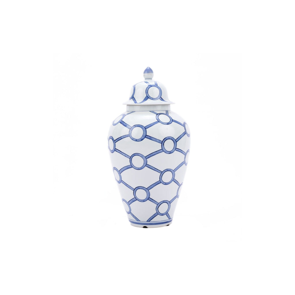 Blue and White Crossing Circles Heaven Jar