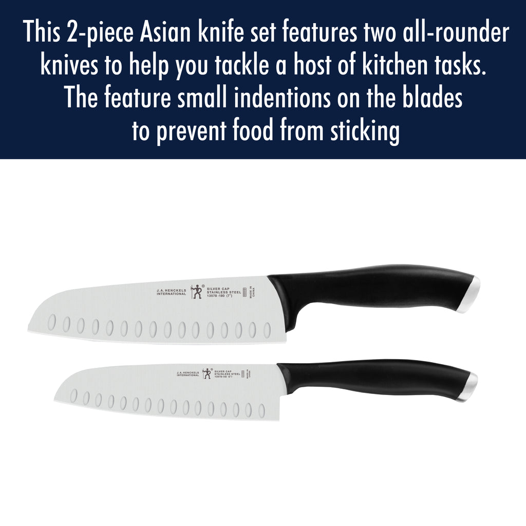 2-Piece Asian Knife Set Silvercap