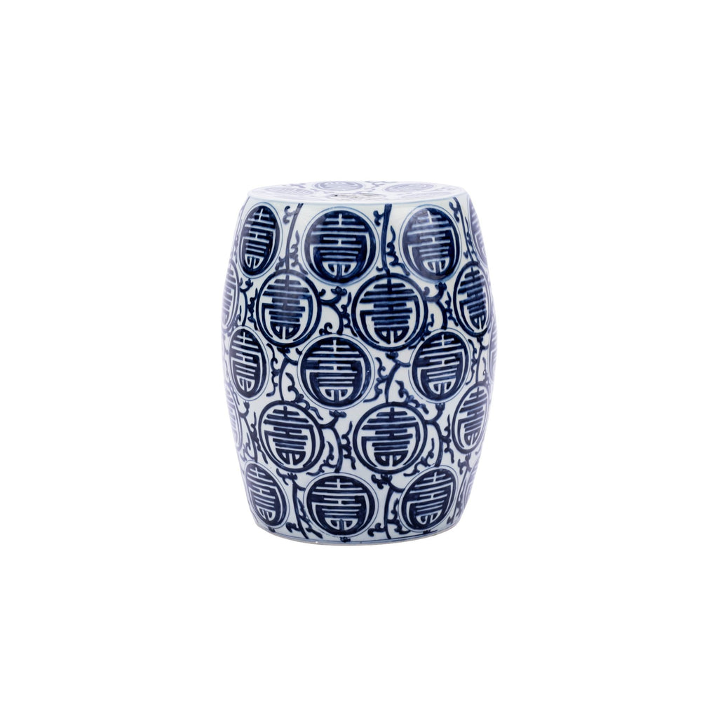 Blue and White Longevity Garden Stool