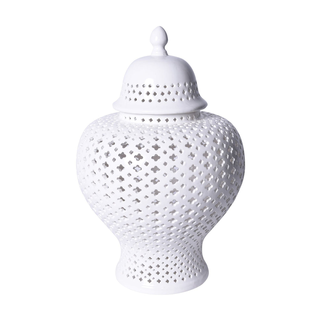 White Lattice Ginger Jar With Lid L