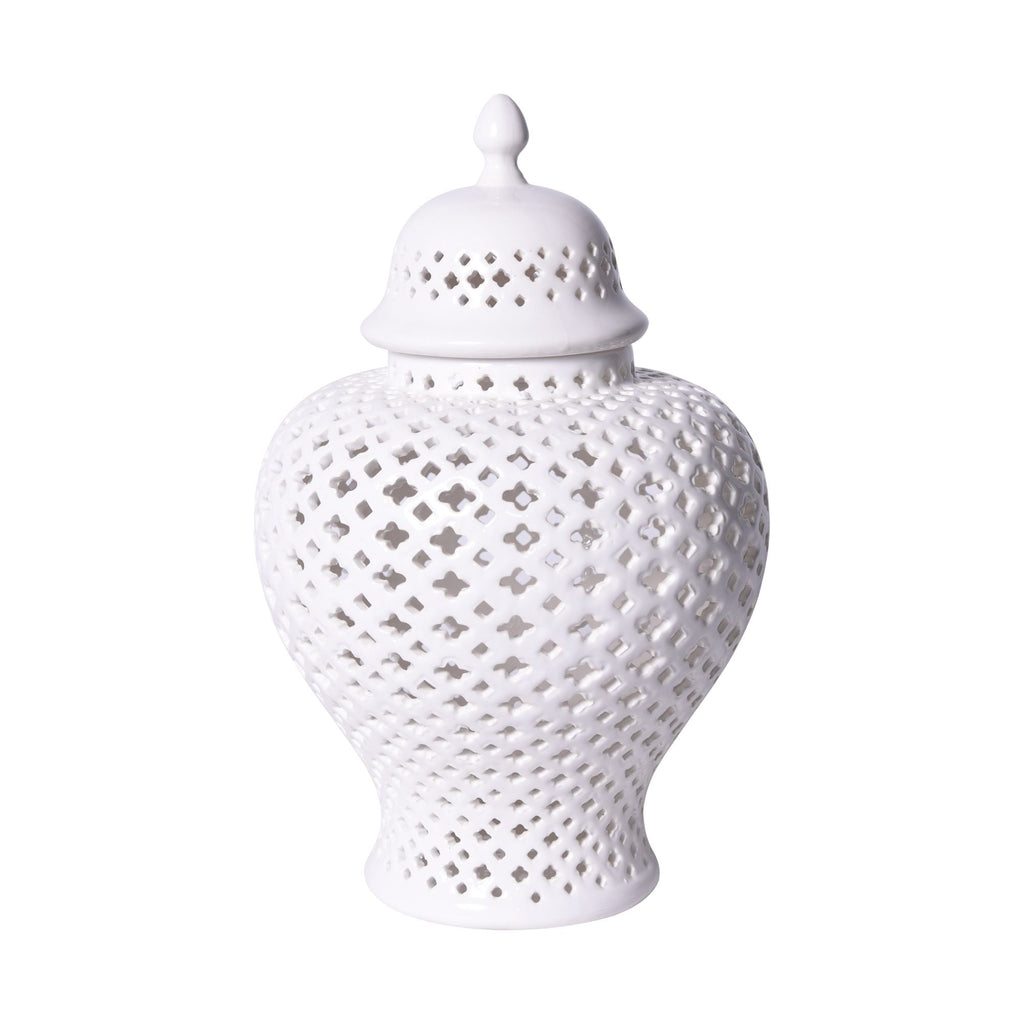 White Lattice Ginger Jar With Lid M