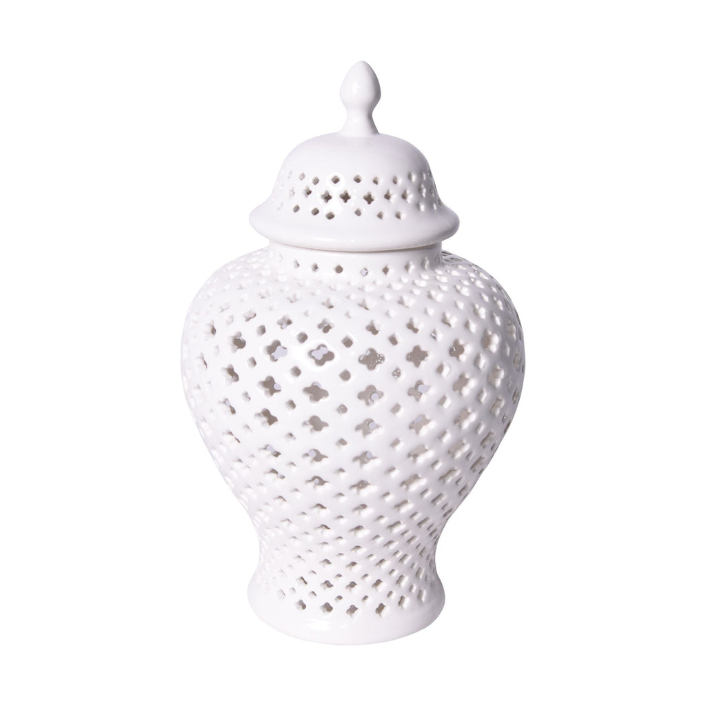 White Lattice Ginger Jar With Lid S