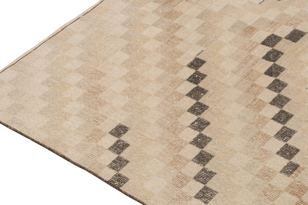 Vintage Zeki Muren Rug In Beige Brown Geometric Patterns