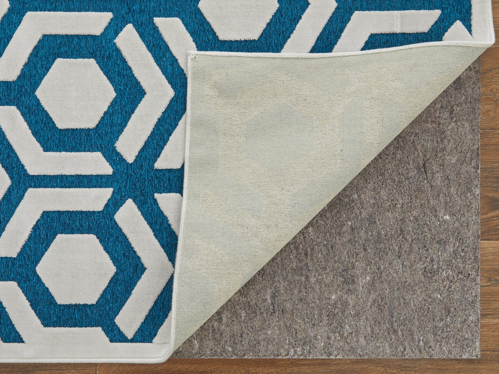 Saphir Mira Modern Geometric Blue Green White Area Rug (1'9" x 2'10" / Pattern 1)