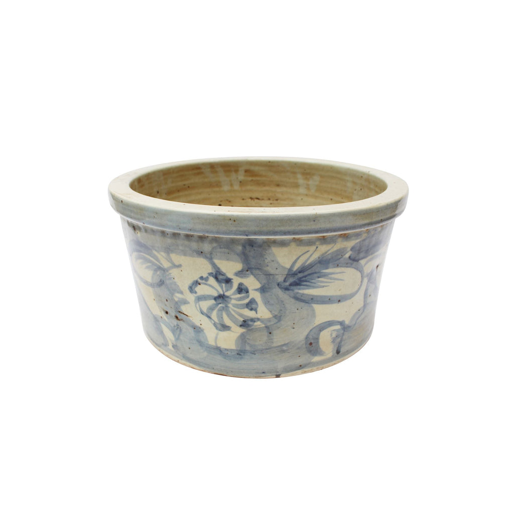 Blue And White Porcelain Basin Twisted Flower Motif