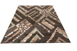 Scandinavian Style Rug In Brown Geometric Pattern - 13966