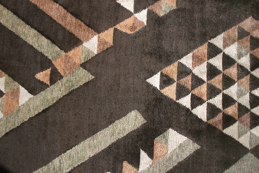 Scandinavian Style Rug In Brown Geometric Pattern - 13966