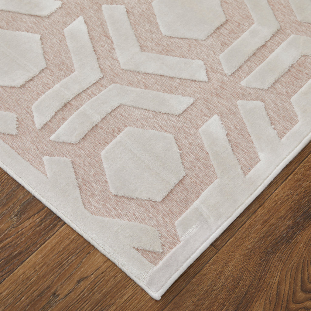 Saphir Mira Modern Geometric Pink White Area Rug (1'9" x 2'10" / Pattern 1)