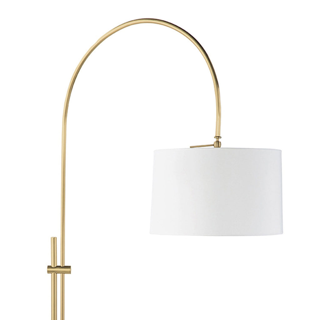 Arc Floor Lamp With Fabric Shade - Natural Brass