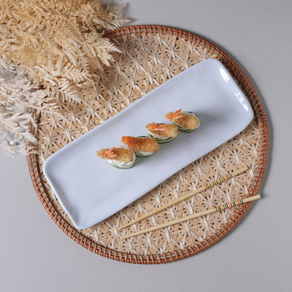 New White Medium Rectangular Platters, Set of 4