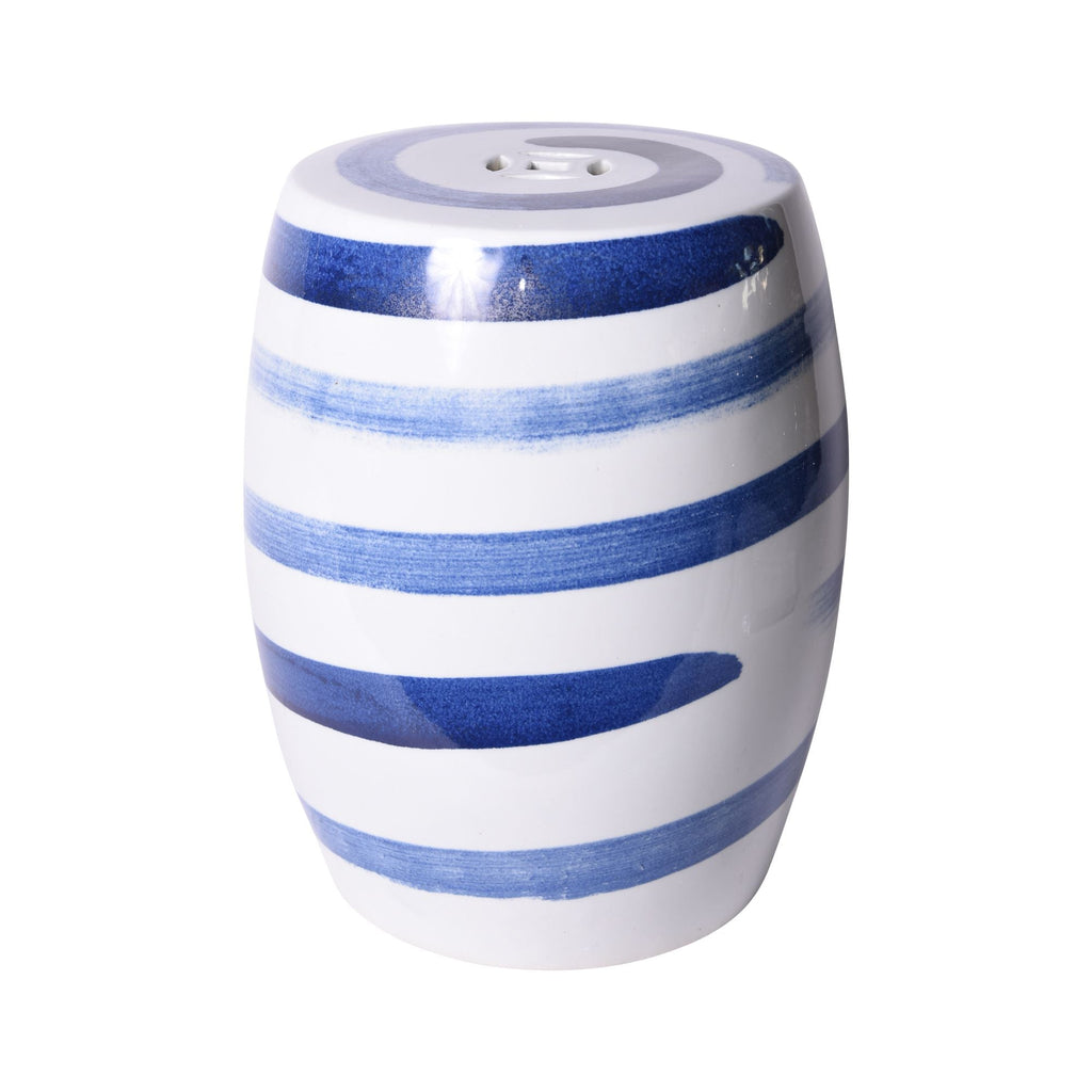 Blue and White Spin Brushstroke Garden Stool