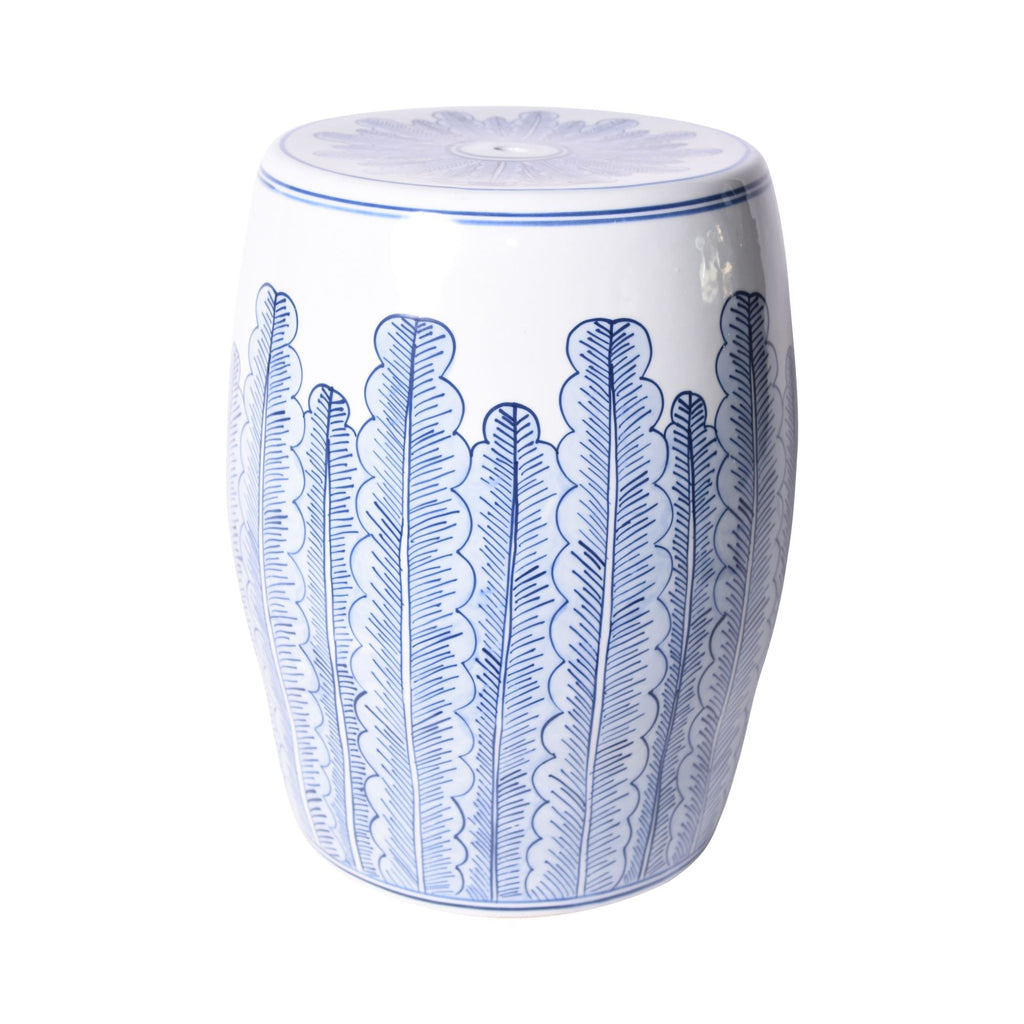 Blue And White Porcelain Banana Leave Garden Stool