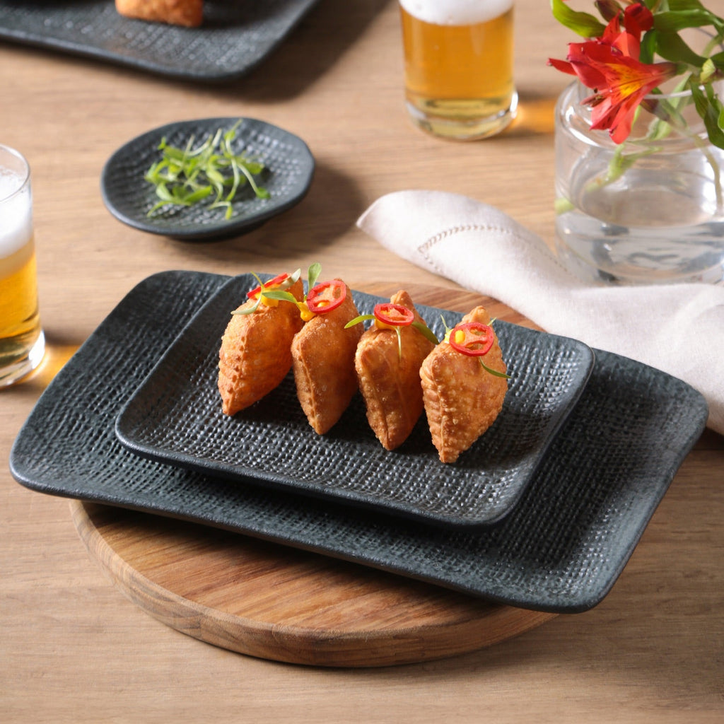 Chromium Medium Rectangular Juta Platters, Set of 4