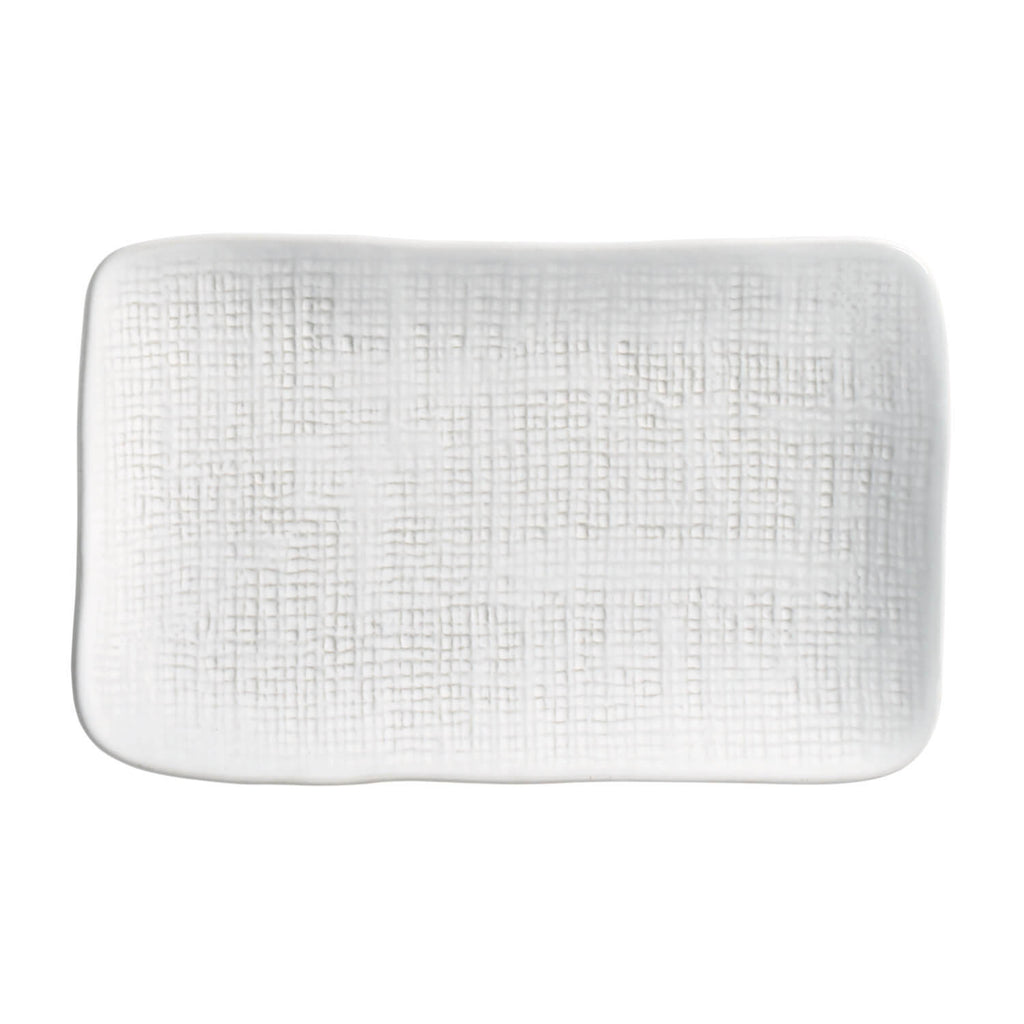 New White Medium Rectangular Juta Platters, Set of 4