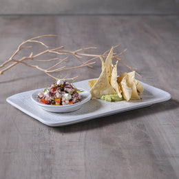 New White Medium Rectangular Juta Platters, Set of 4