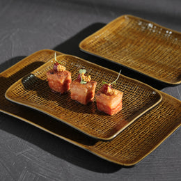 Amber Medium Rectangular Juta Platters, Set of 4