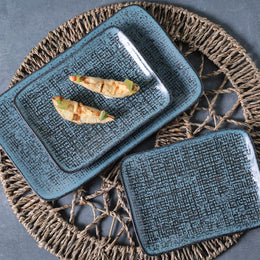 Night Sky Medium Rectangular Juta Platters, Set of 4