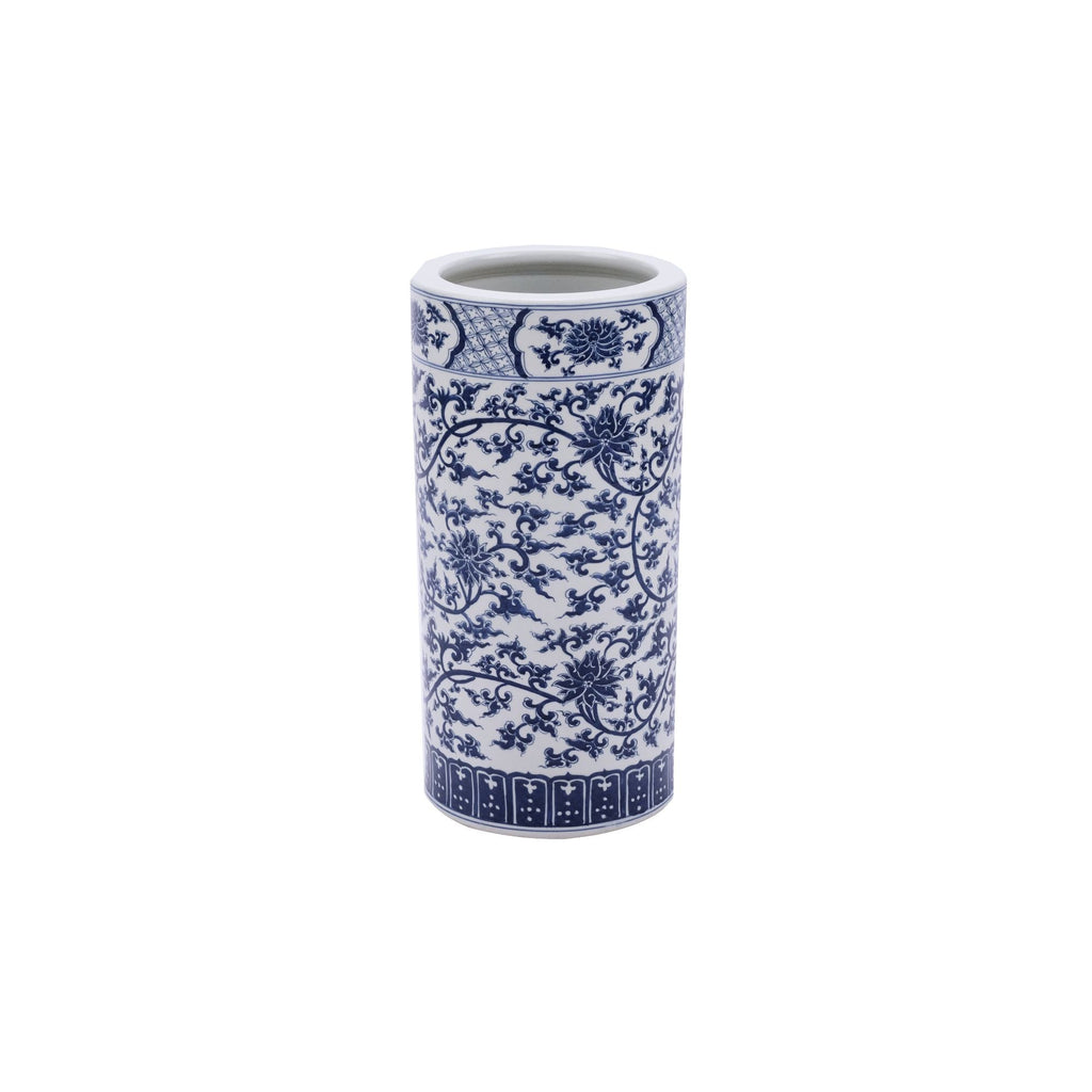 Blue and White Twisted Lotus Umbrella Stand Vase