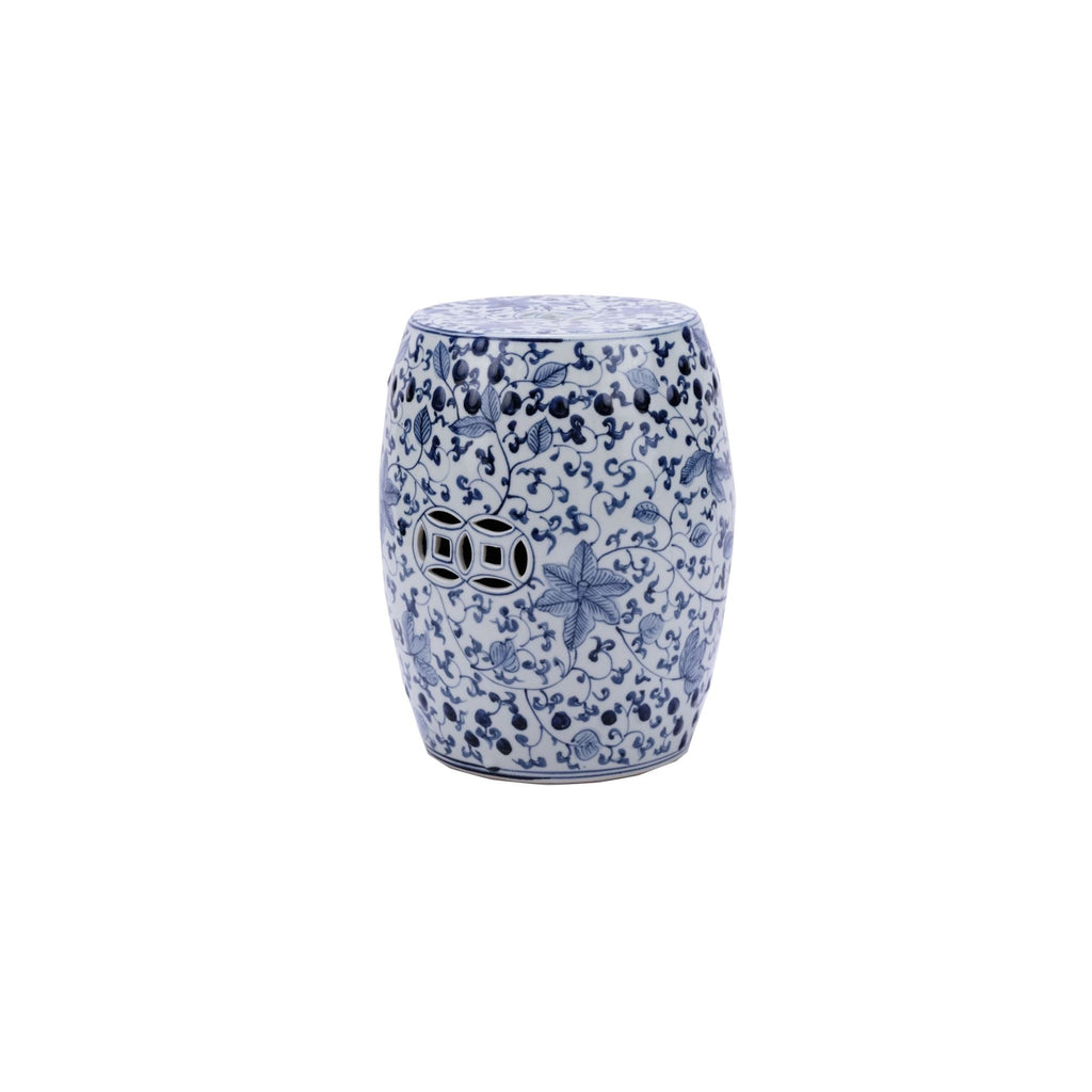 Blue and White Garden Stool Climbing Vines