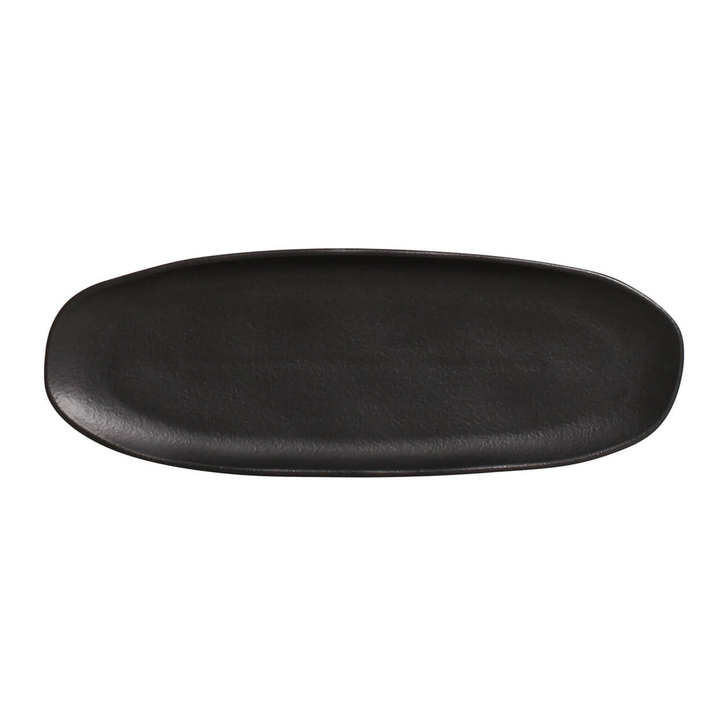 Matte Black Large Shallow Oval Platters, Set of 4