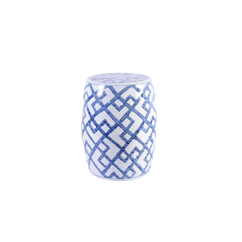 Blue and White Bamboo Joints Garden Stool