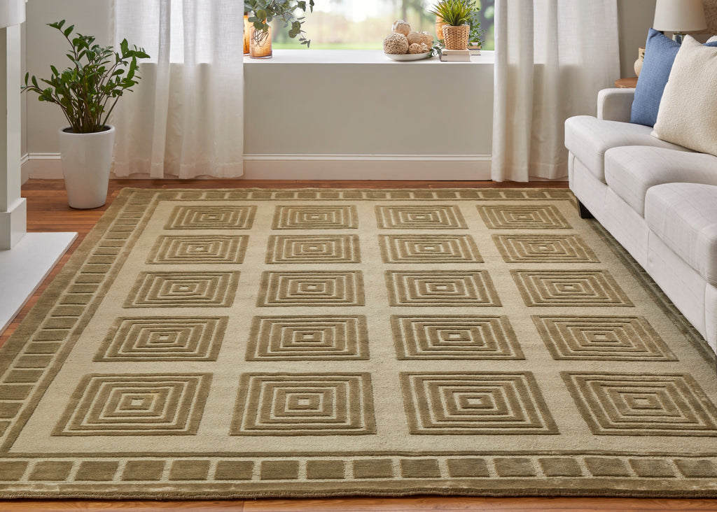 Channels Modern Geometric Green Area Rug (9'6" x 13'6")