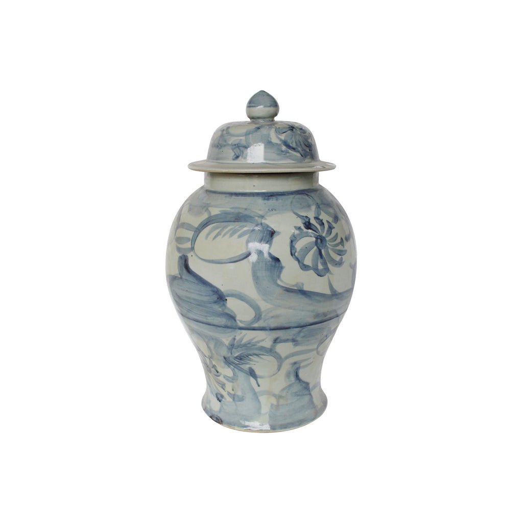 Blue And White Porcelain Silla Flower Temple Jar