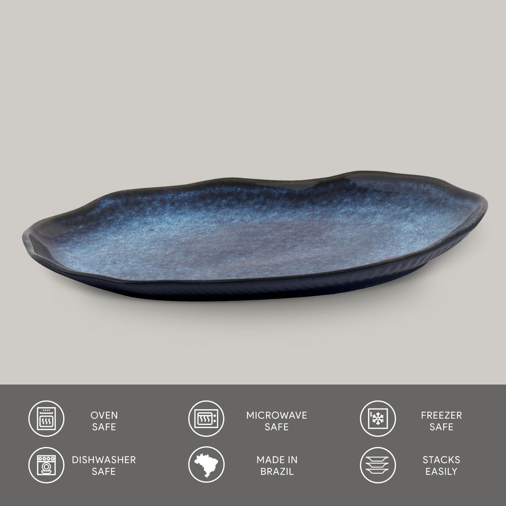 Denim Medium Shallow Oval Platters, Set of 4