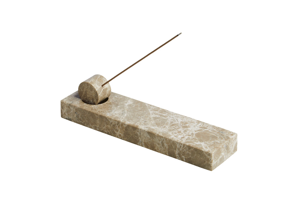 Monolith Incense Holder, Light Brown Marble, Set of 4