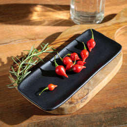 Matte Black Rectangular Platters, Set of 4