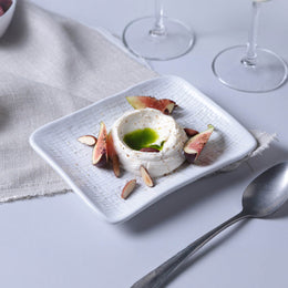 New White Rectangular Juta Platters, Set of 4