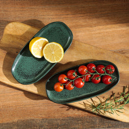 Greenery Medium Shallow Oval Platters, Set of 4 (Small Dish)