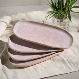 Litchi Medium Shallow Oval Platters, Set of 4 (Small Dish)