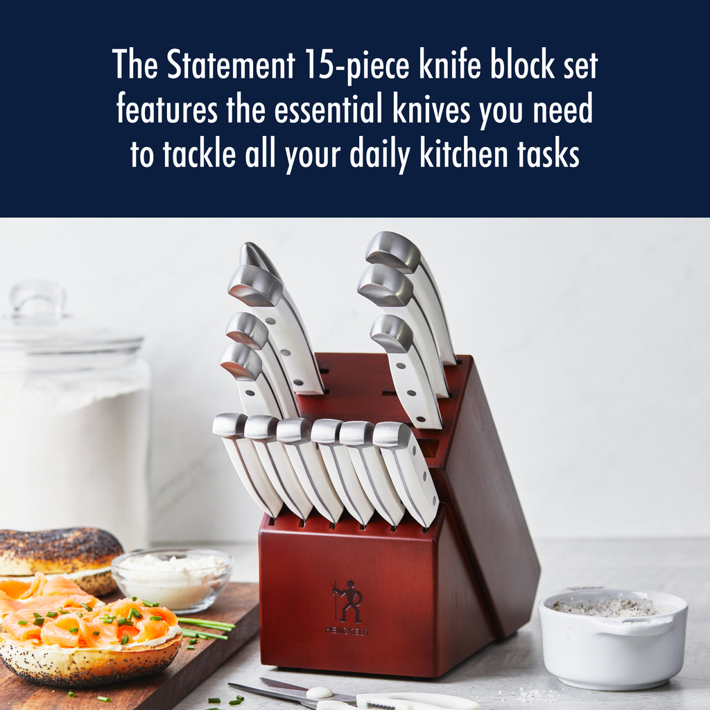 15-Piece Knife Block Set White Statement