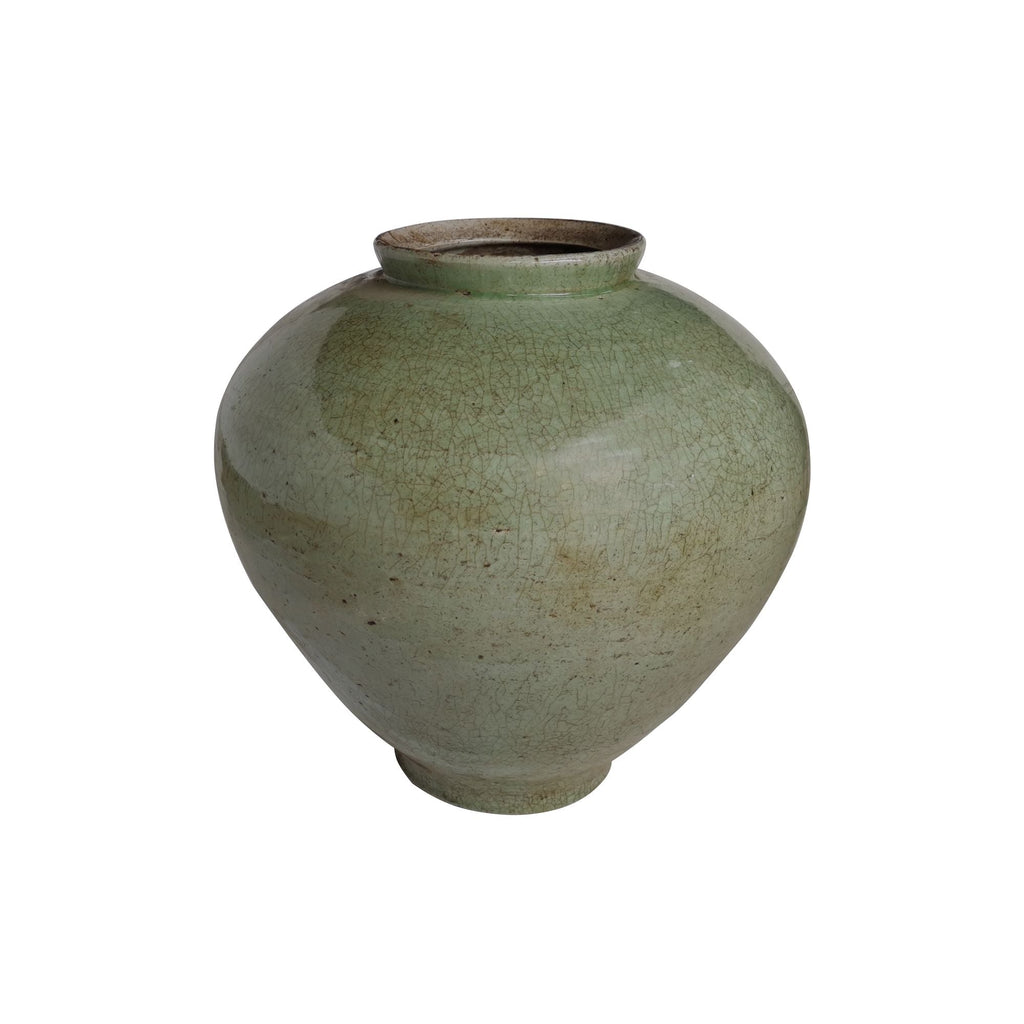 Large Celadon Crackle Cone Shaped Jar