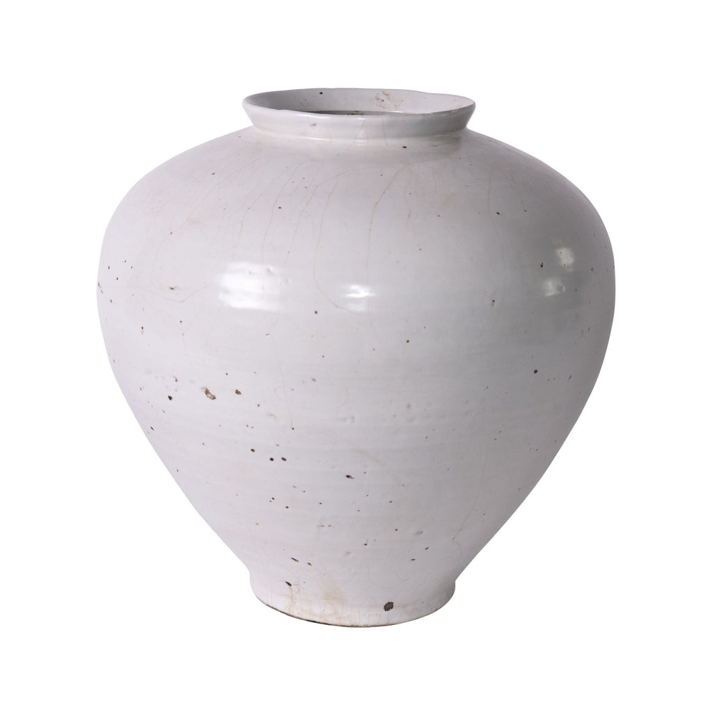 Large White Crackle Cone Shaped Jar