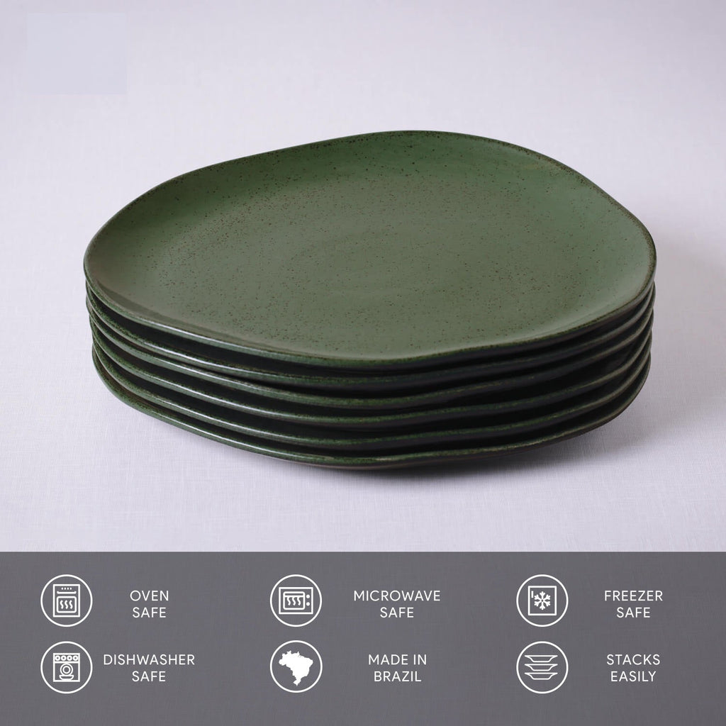 Greenery Oval Dinner Plates, Set of 6