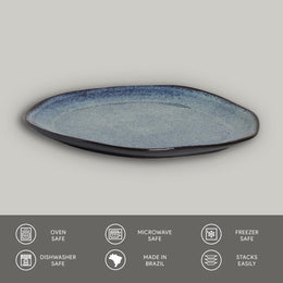 Denim Oval Dinner Plates, Set of 6