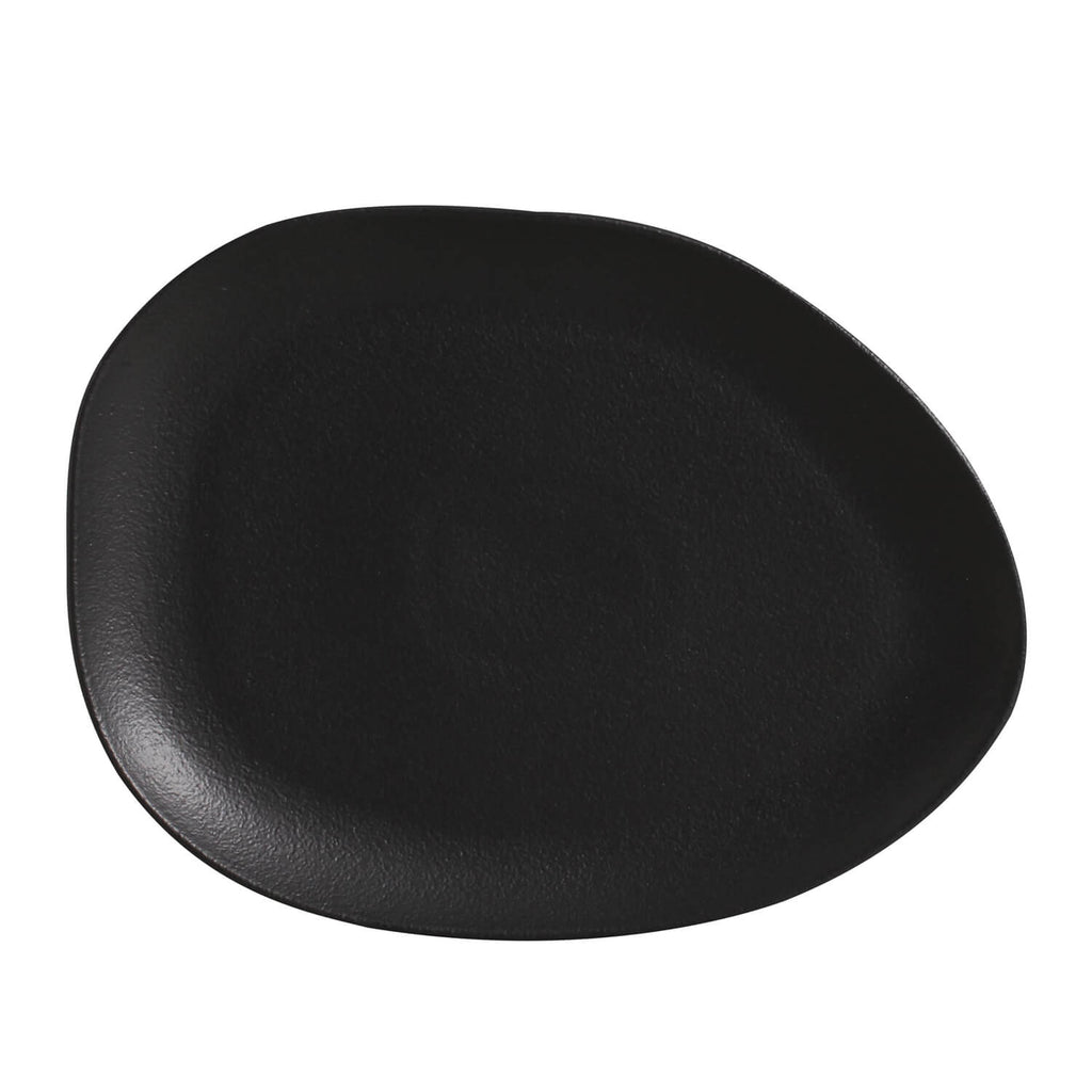 Matte Black Oval Dinner Plates, Set of 6