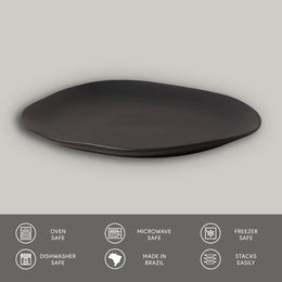 Matte Black Oval Dinner Plates, Set of 6