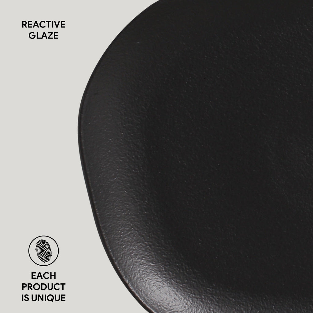 Matte Black Oval Dinner Plates, Set of 6